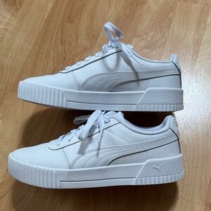 Puma Carina White Low-Top Platform Sneakers